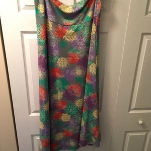 LuLaRoe Maxi Skirt Gray w/ orange, yellow, purple